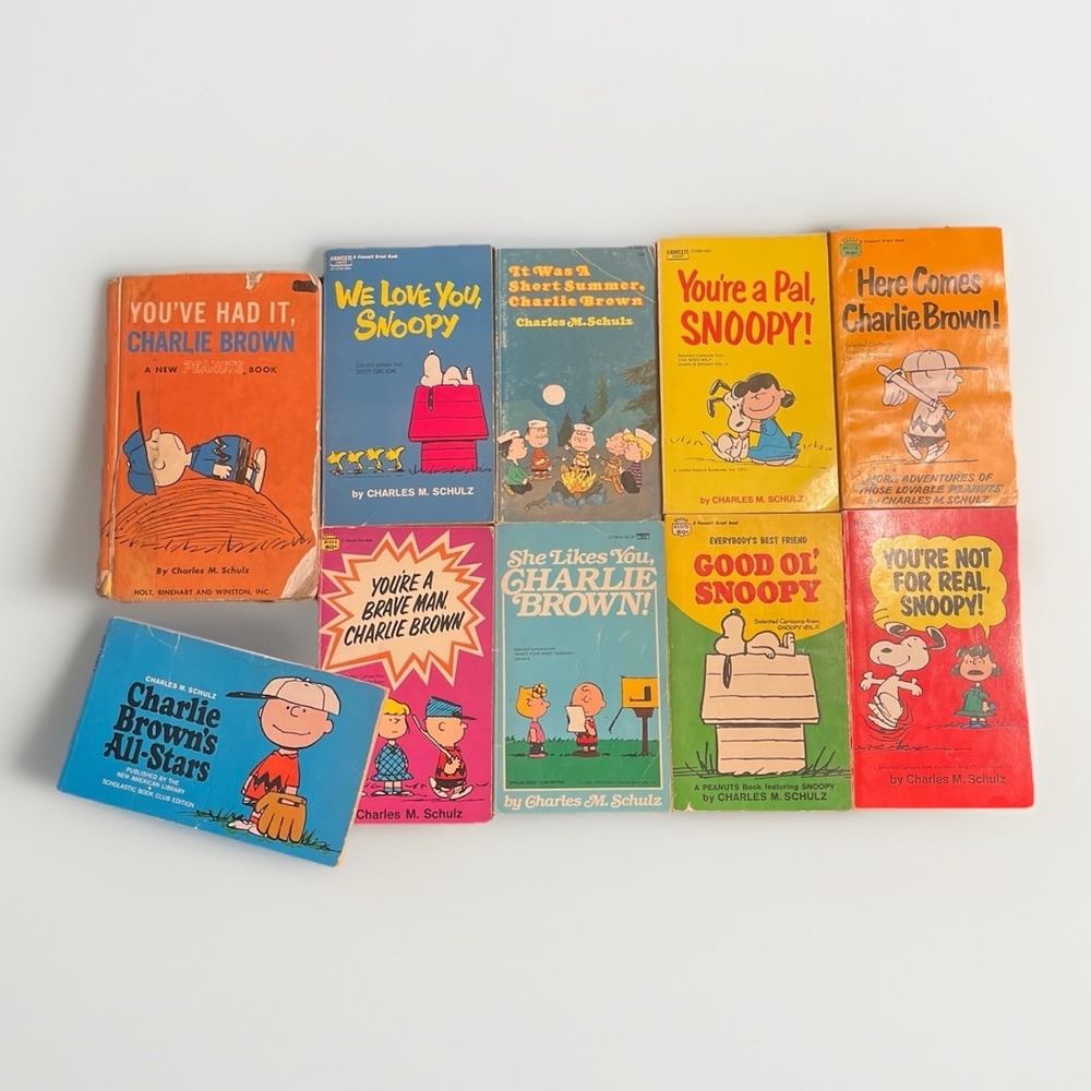 Vintage Peanuts Paperback Book Lot Charlie Brown Snoopy Charles M Schulz 60s 70s